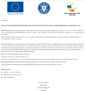 Anunt incepere proiect fonduri