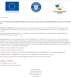 Anunt finalizare proiect fonduri