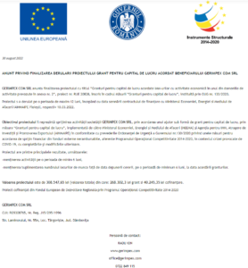 Anunt finalizare proiect GERIMPEX COM
