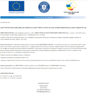 Anunt finalizare proiect DANDY PROELECTRO