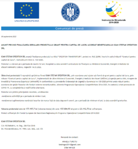 Anunt finalizare proiect IOAN STEFAN SPEDITION