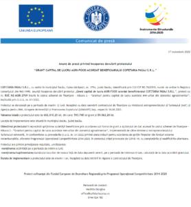 Anunt incepere proiect COFETARIA PASAJ