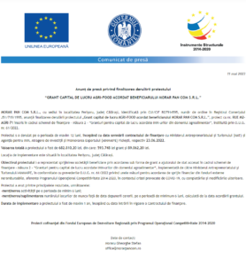 Anunt finalizare proiect MORAR PAN COM SRL