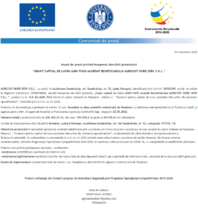 Anunt incepere proiect AGRICOST NORD SERV