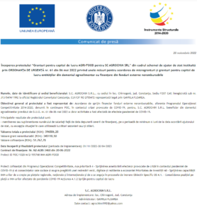 Anunt incepere proiect AGROCHIM