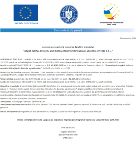 Anunt incepere proiect AGROCOM-VIT 2002