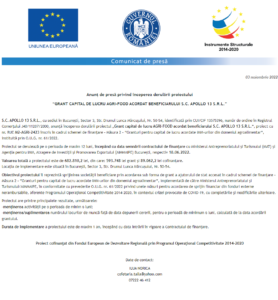 Anunt incepere proiect APOLLO 13