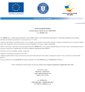 Anunt incepere proiect ARTEMA