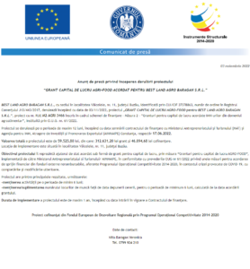 Anunt incepere proiect BEST LAND AGRO BARAGAN