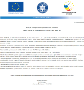 Anunt incepere proiect C R N TRANS