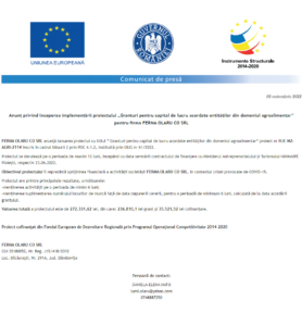 Anunt incepere proiect FERMA OLARU CO