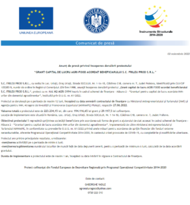 Anunt incepere proiect FRILEU PROD