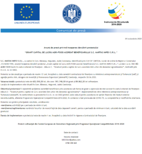 Anunt incepere proiect MARTAS IMPEX