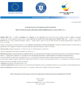 Anunt incepere proiect MAXIMAL PRINT