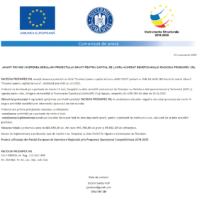 Anunt incepere proiect PACKSOM PRODIMPEX