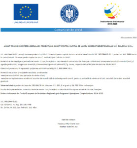 Anunt incepere proiect ROLOPAN