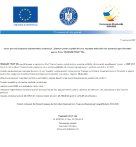 Anunt incepere proiect STANDARD FRUCT