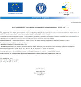 Anunt incepere proiect Serenas Prod