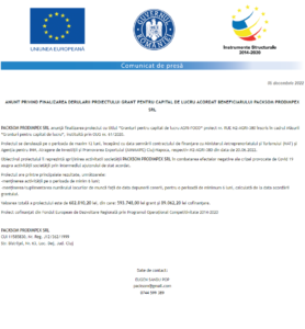 Anunt finalizare proiect PACKSOM PRODIMPEX