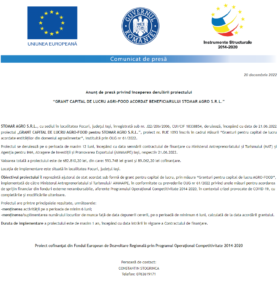 Anunt incepere proiect STOMAR AGRO