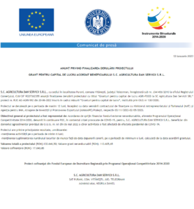 Anunt finalizare proiect AGRICULTURA DAN SERVICII