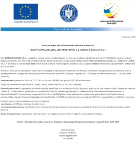 Anunt finalizare proiect MORENA SI CATALIN SRL