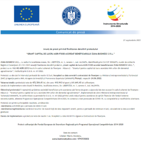 Anunt finalizare proiect ZUMA BUSINESS