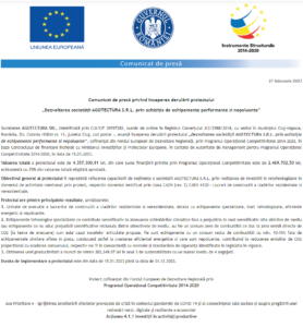 Comunicat de presa incepere proiect AGOTECTURA SRL