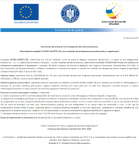 Comunicat de presa incepere proiect IZVORU MUNTOS SRL