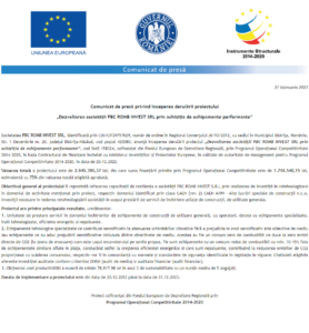 Comunicat de presa incepere proiect PBC ROMB INVEST SRL