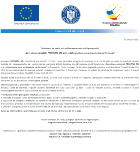Comunicat de presa incepere proiect PROINSTAL SRL