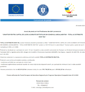 Anunt finalizare proiect TOTAL AS DISTRIBUTIE GRUP SRL