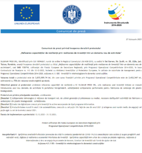 Comunicat de presa incepere proiect SILGIMAR PROD SRL