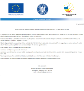 Anunt finalizare proiect ADA PROD COM