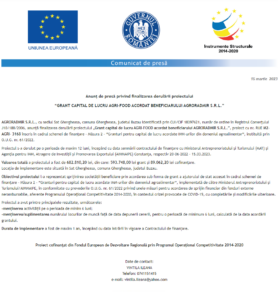 Anunt finalizare proiect AGRORADMIR SRL