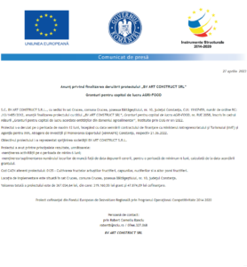 Anunt finalizare proiect BV ART CONSTRUCT SRL