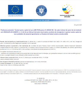 Anunt finalizare proiect LIROMIH SRL