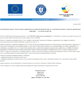 Anunt finalizare proiect RO CO SOFT SRL