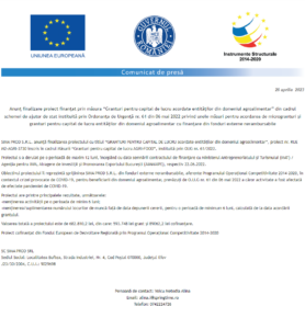 Anunt finalizare proiect SIMA PROD SRL