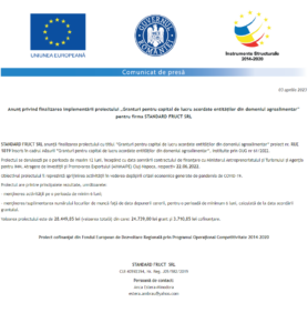 Anunt finalizare proiect STANDARD FRUCT
