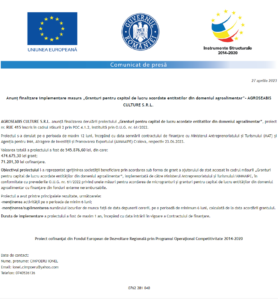 Anunt finalizare proiect AGROSEABIS CULTURE SRL