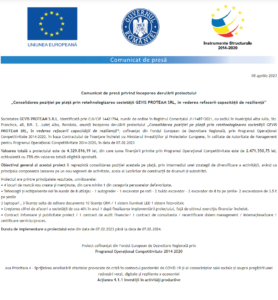 Comunicat de presa incepere proiect GEVIS PROTEAM