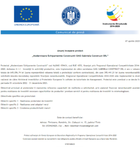 Comunicat de presa incepere proiect GMG Gabriela Construct