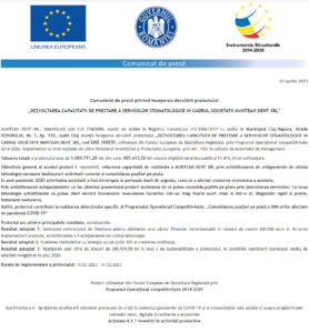 Comunicat de presa incepere proiect MUNTEAN DENT