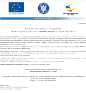 Comunicat de presa incepere proiect PAMAVI HOUSE INSTA SRL