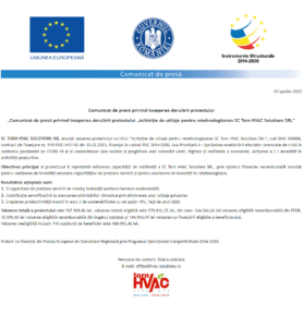 Comunicat de presa incepere proiect TORN HVAC SOLUTIONS