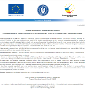 Comunicat incepere proiect FORMPLAST-DESIGN