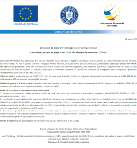 Comunicat de presa incepere proiect MW TRADE SRL