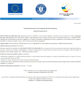 Comunicat de presa incepere proiect PROJETS PRIVES BY ILEANA ORZAC SRL