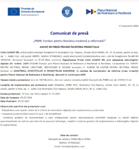 Comunicat de presa incepere proiect PNRR - CASA CAMINO SRL